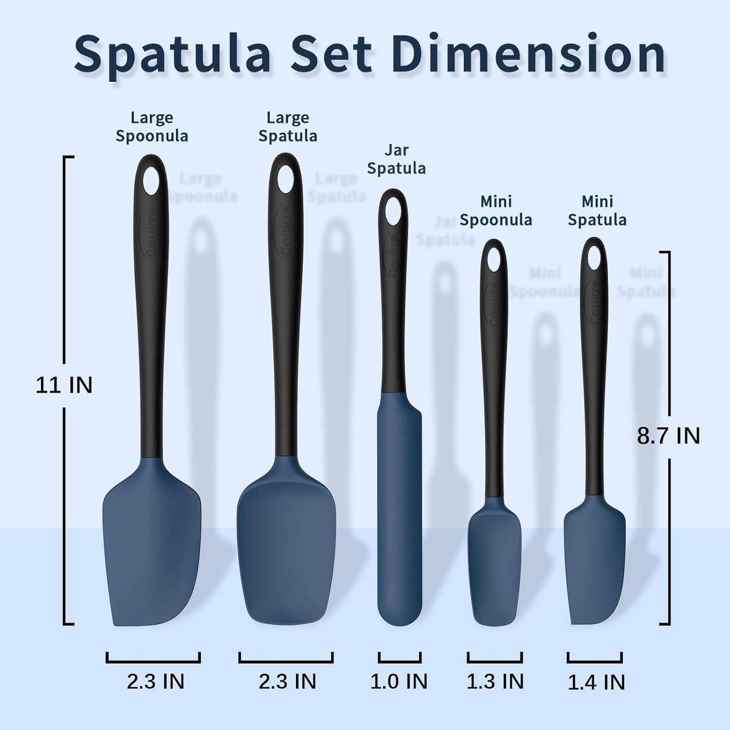 Silicone Spatula Set of 5,High Temperature Resistant, Food Grade Silicone, Dishwasher Safe, for Baking, Cooking (Aqua Green)