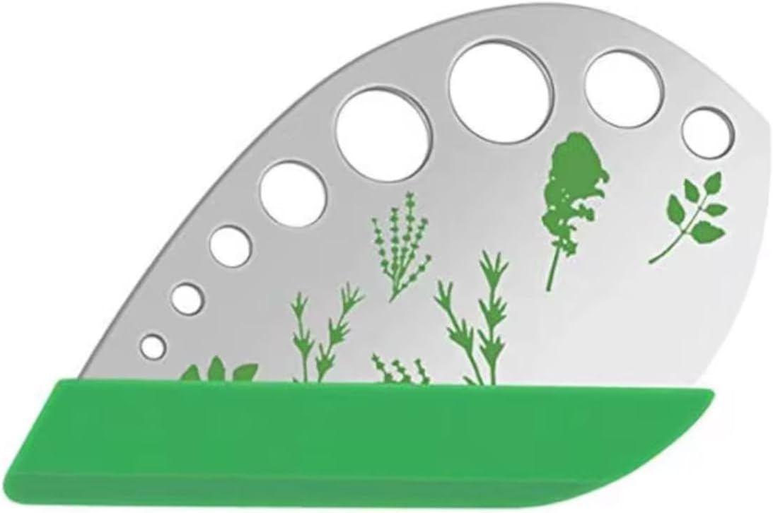 Herb Stripper, Green 9 holes Stainless Steel Kitchen Herbs Leaf Stripping Tool, Metal Herb Peeler for Kale, Collard Greens, Thyme, Basil, Rosemary Stripper