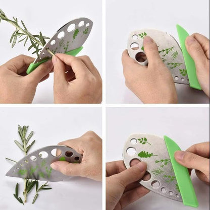 Herb Stripper, Green 9 holes Stainless Steel Kitchen Herbs Leaf Stripping Tool, Metal Herb Peeler for Kale, Collard Greens, Thyme, Basil, Rosemary Stripper