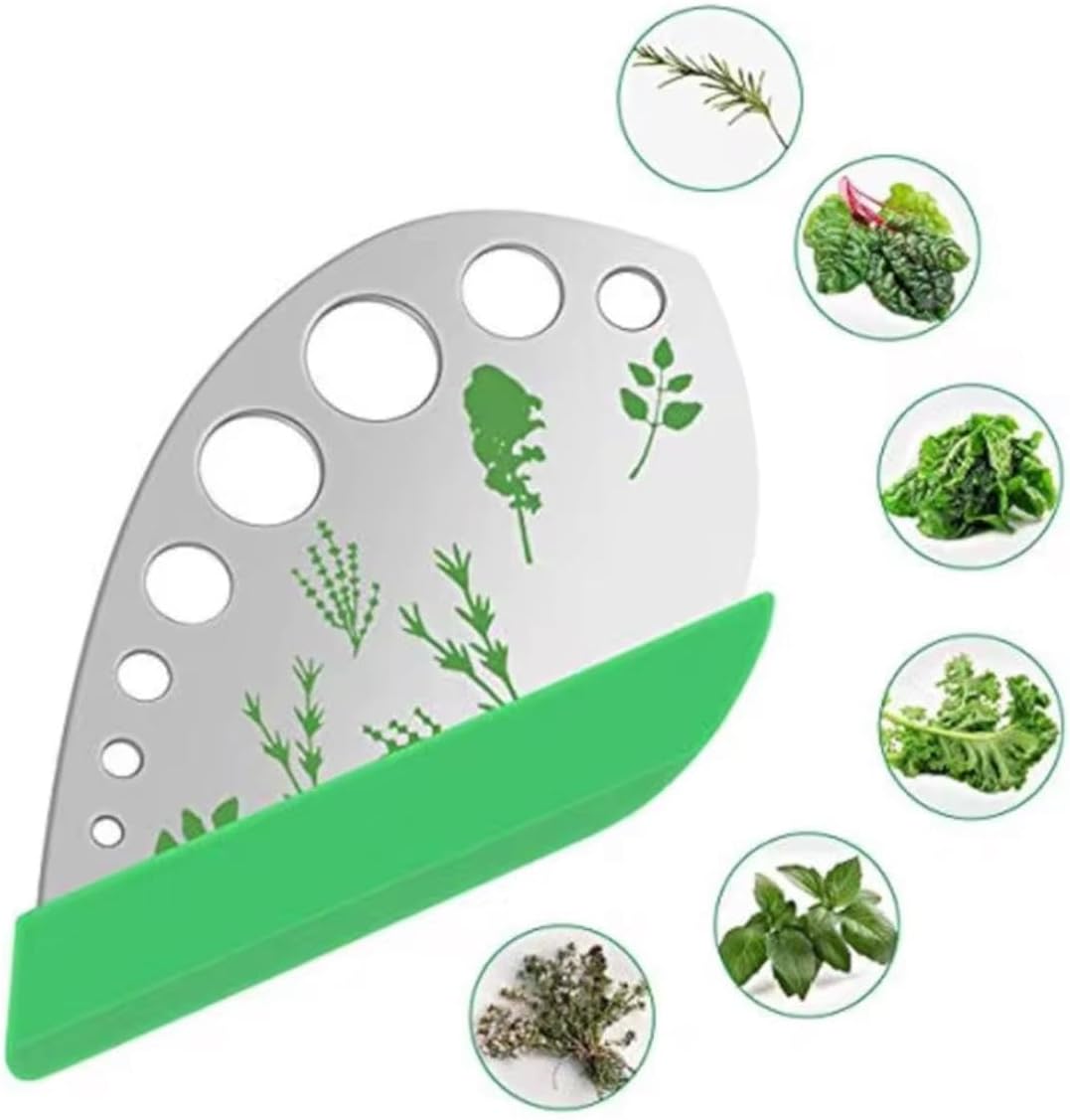 Herb Stripper, Green 9 holes Stainless Steel Kitchen Herbs Leaf Stripping Tool, Metal Herb Peeler for Kale, Collard Greens, Thyme, Basil, Rosemary Stripper