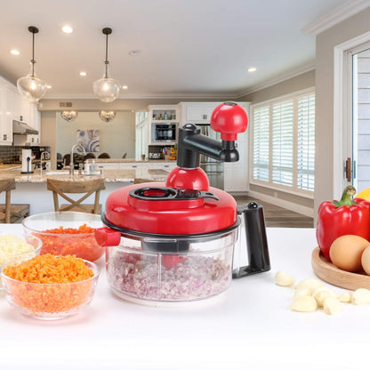 Manual Food Chopper Vegetable Chopper Hand Food Processor, Mixer, Blender, Whipper, Egg White Separator, Mincer, Grinder, Dicer with Clear Container 1200ml BPA Free Strong