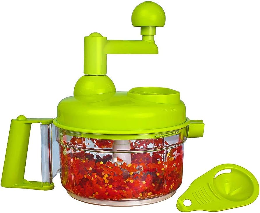 Manual Food Chopper Vegetable Chopper Hand Food Processor, Mixer, Blender, Whipper, Egg White Separator, Mincer, Grinder, Dicer with Clear Container 1200ml BPA Free Strong