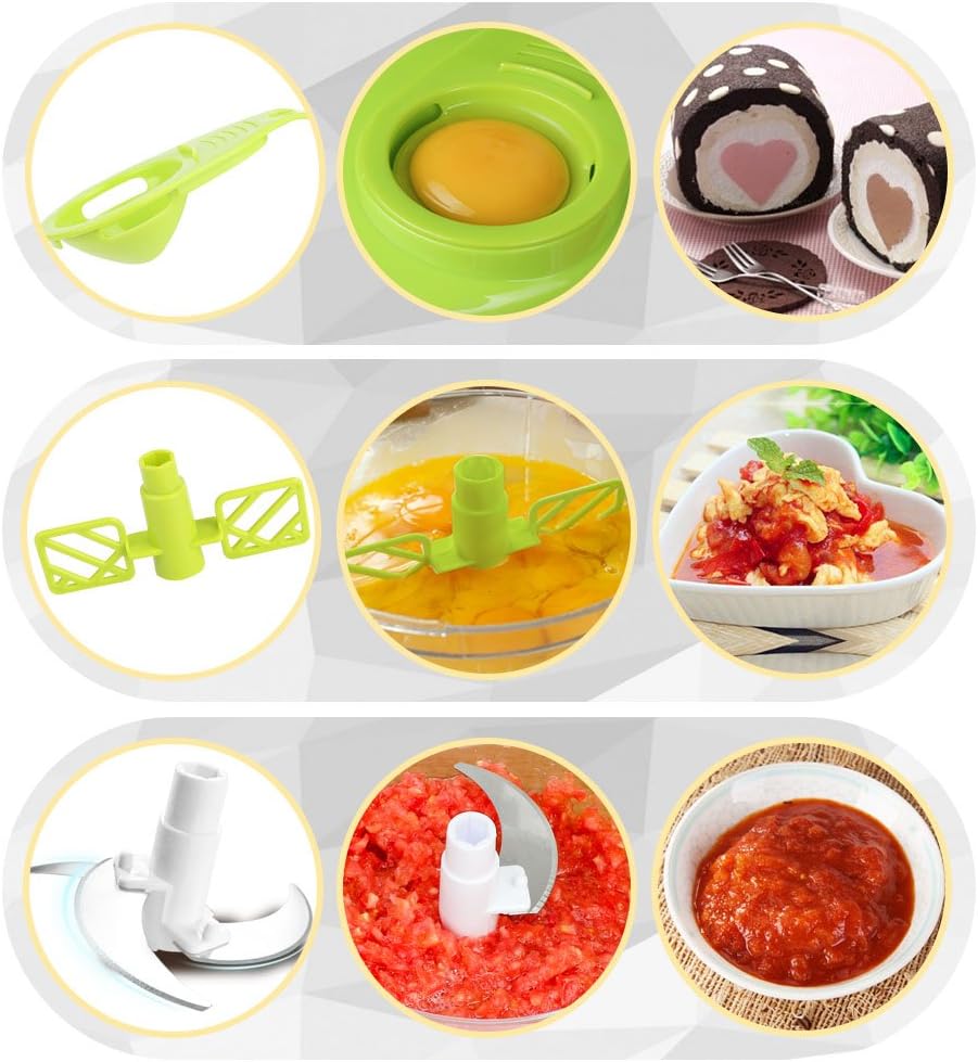 Manual Food Chopper Vegetable Chopper Hand Food Processor, Mixer, Blender, Whipper, Egg White Separator, Mincer, Grinder, Dicer with Clear Container 1200ml BPA Free Strong