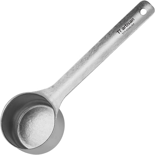 Titanium Coffee Measuring Scoop 35ml, Titanium Coffee Beans Spoon with Long Handle, Tablespoon Scooper for Ground Coffee, Loose Tea and Powder(Ice Flowers-35ml)