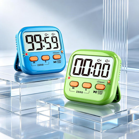 2 Pack Digital Timer for Kids Teacher Classroom Kitchen Office | W/ AAA Battery, Out of the Box, Fast Reset, Memory, Loud Alarm, LED Mute Mode, Magnetic/Kickstand/Hanging, Count Up/Down