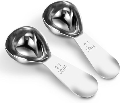Coffee Scoop 2 Tablespoon Measuring Spoons for Ground Coffee30ML18/8(2Pcs).