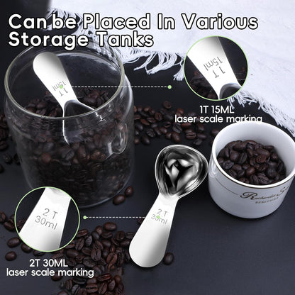 Coffee Scoop 2 Tablespoon Measuring Spoons for Ground Coffee30ML18/8(2Pcs).