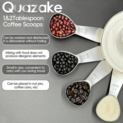 Coffee Scoop 2 Tablespoon Measuring Spoons for Ground Coffee30ML18/8(2Pcs).