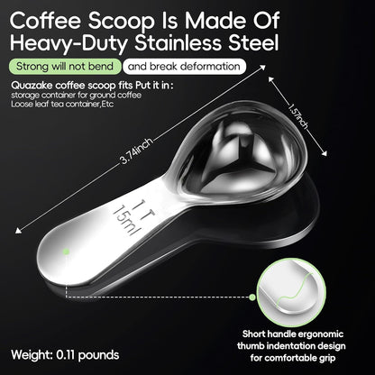 Coffee Scoop 2 Tablespoon Measuring Spoons for Ground Coffee30ML18/8(2Pcs).