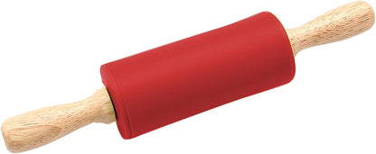 Green Rolling Pin, 9 Inch Silicon Rolling Pin with Wooden Handle for Kneading the Dough of Baking Bread, Pizza, Cookie, Noodles (green, 9 inch)