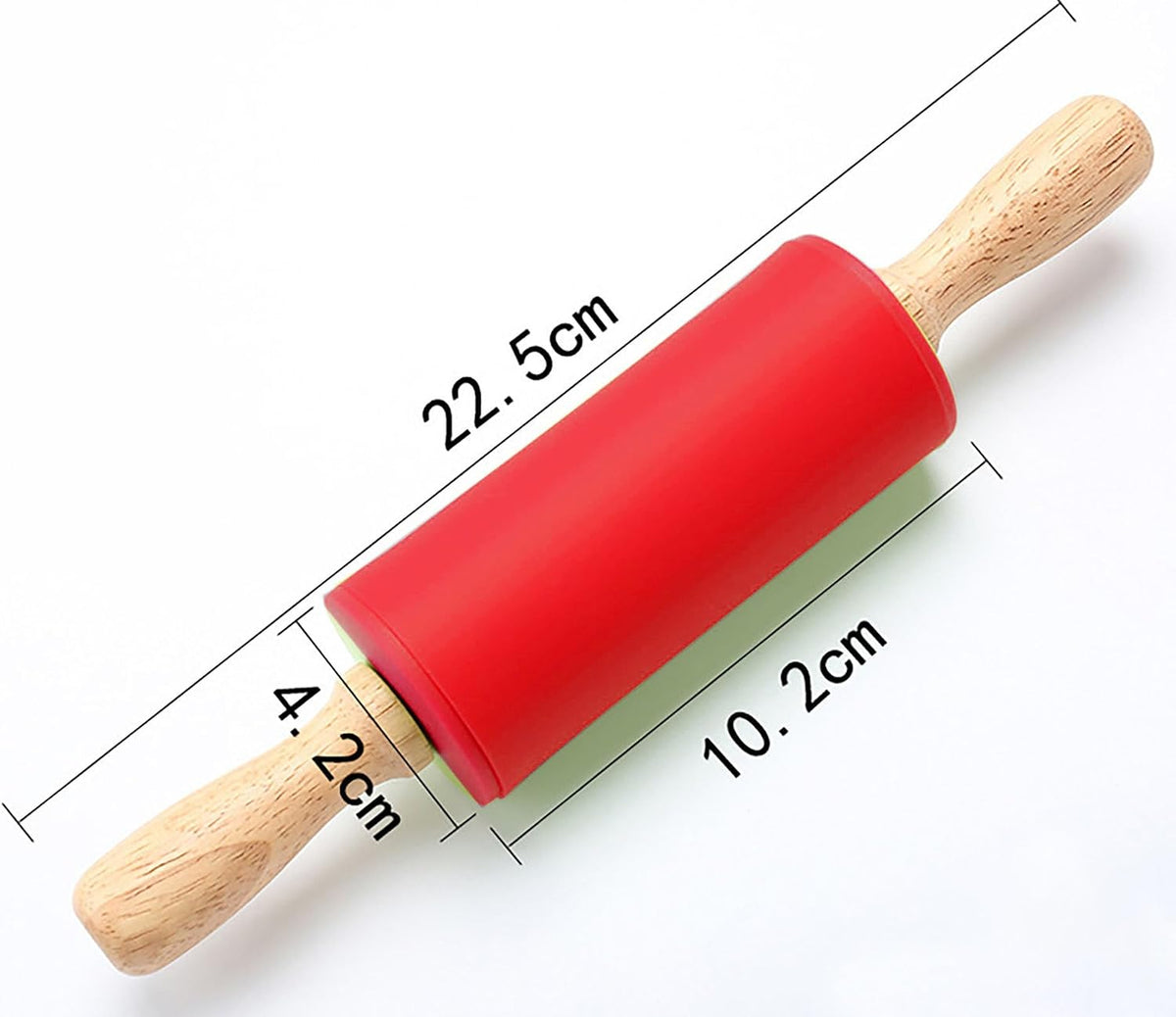Green Rolling Pin, 9 Inch Silicon Rolling Pin with Wooden Handle for Kneading the Dough of Baking Bread, Pizza, Cookie, Noodles (green, 9 inch)