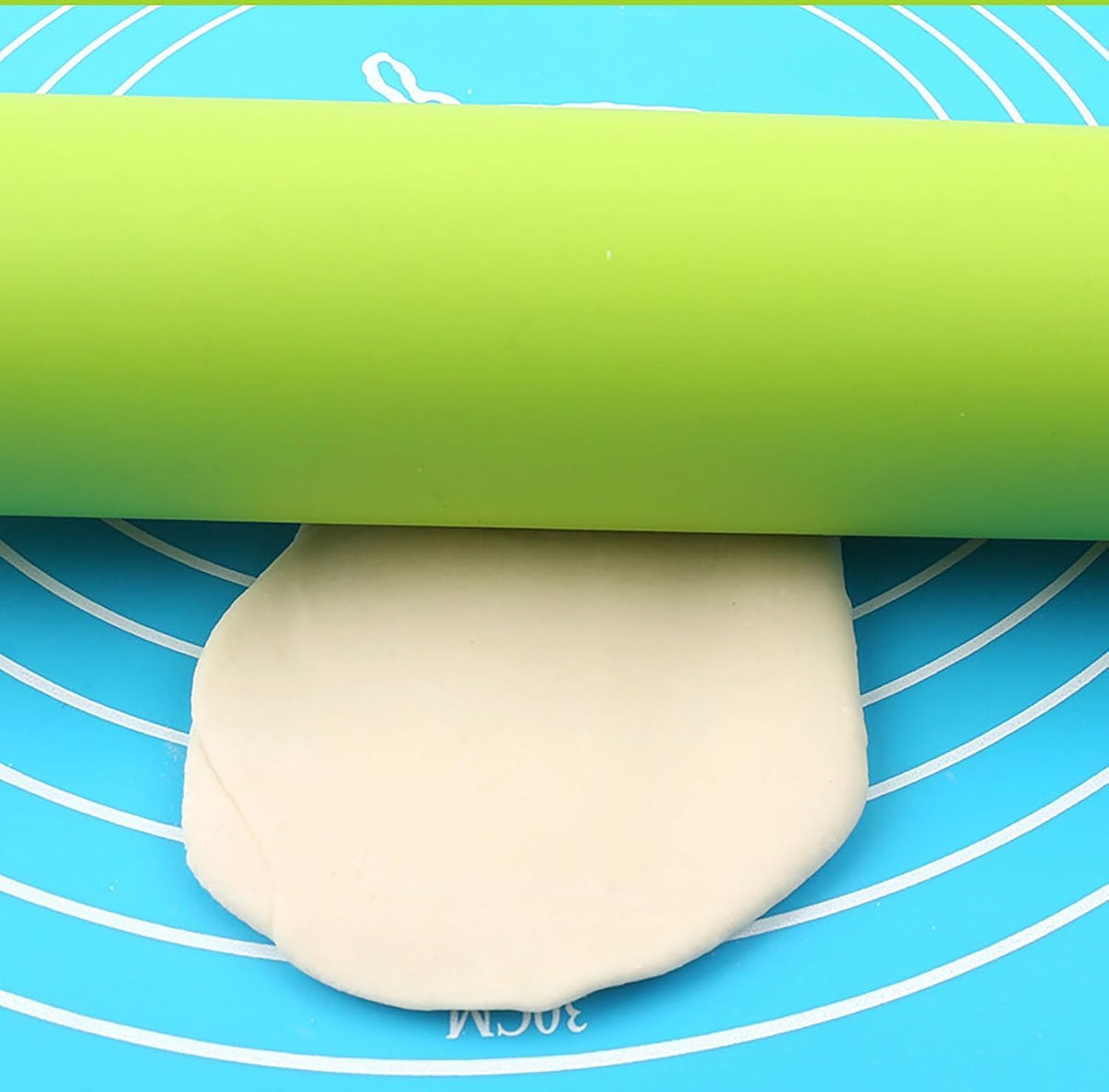 Green Rolling Pin, 9 Inch Silicon Rolling Pin with Wooden Handle for Kneading the Dough of Baking Bread, Pizza, Cookie, Noodles (green, 9 inch)