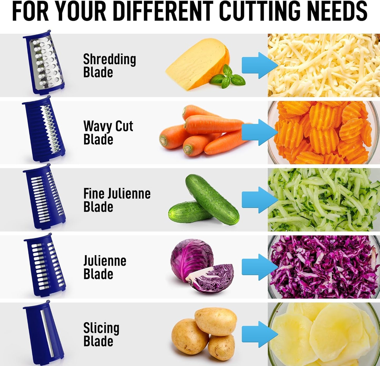 Rotary Cheese Grater 5 Blade Cheese Shredder - Manual Hand Crank Cheese Grater With Reinforced Suction & 5 Interchangeable Drums - Easy to Use, Vegetable Chopper Round Mandoline Slicer - Colors A
