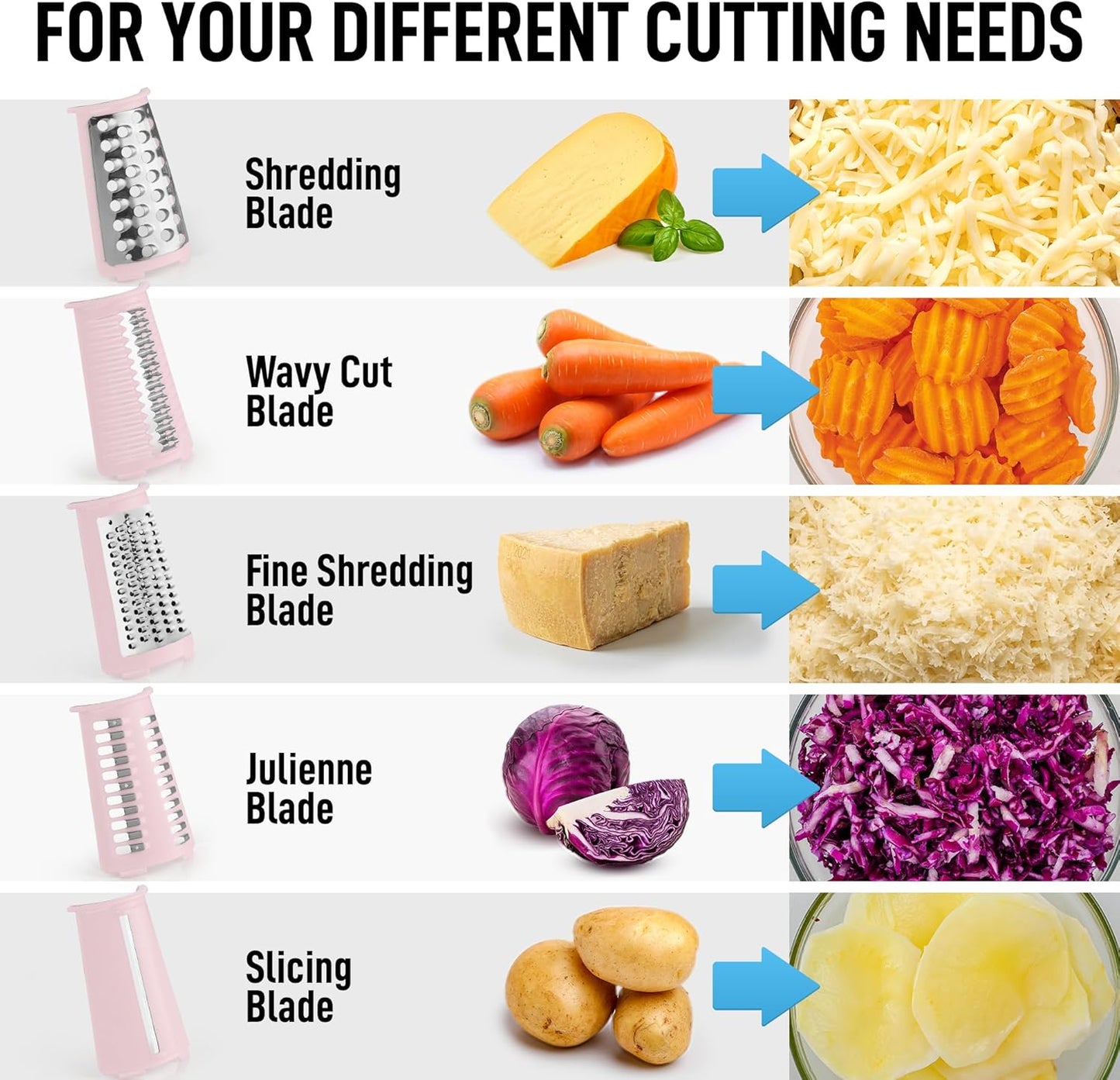 Rotary Cheese Grater 5 Blade Cheese Shredder - Manual Hand Crank Cheese Grater With Reinforced Suction & 5 Interchangeable Drums - Easy to Use, Vegetable Chopper Round Mandoline Slicer - Colors A