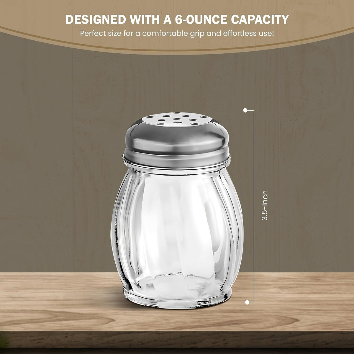 3.5-Inch Glass Shaker with Chrome Plated Perforated Lid