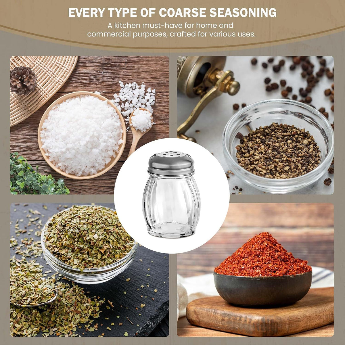3.5-Inch Glass Shaker with Chrome Plated Perforated Lid