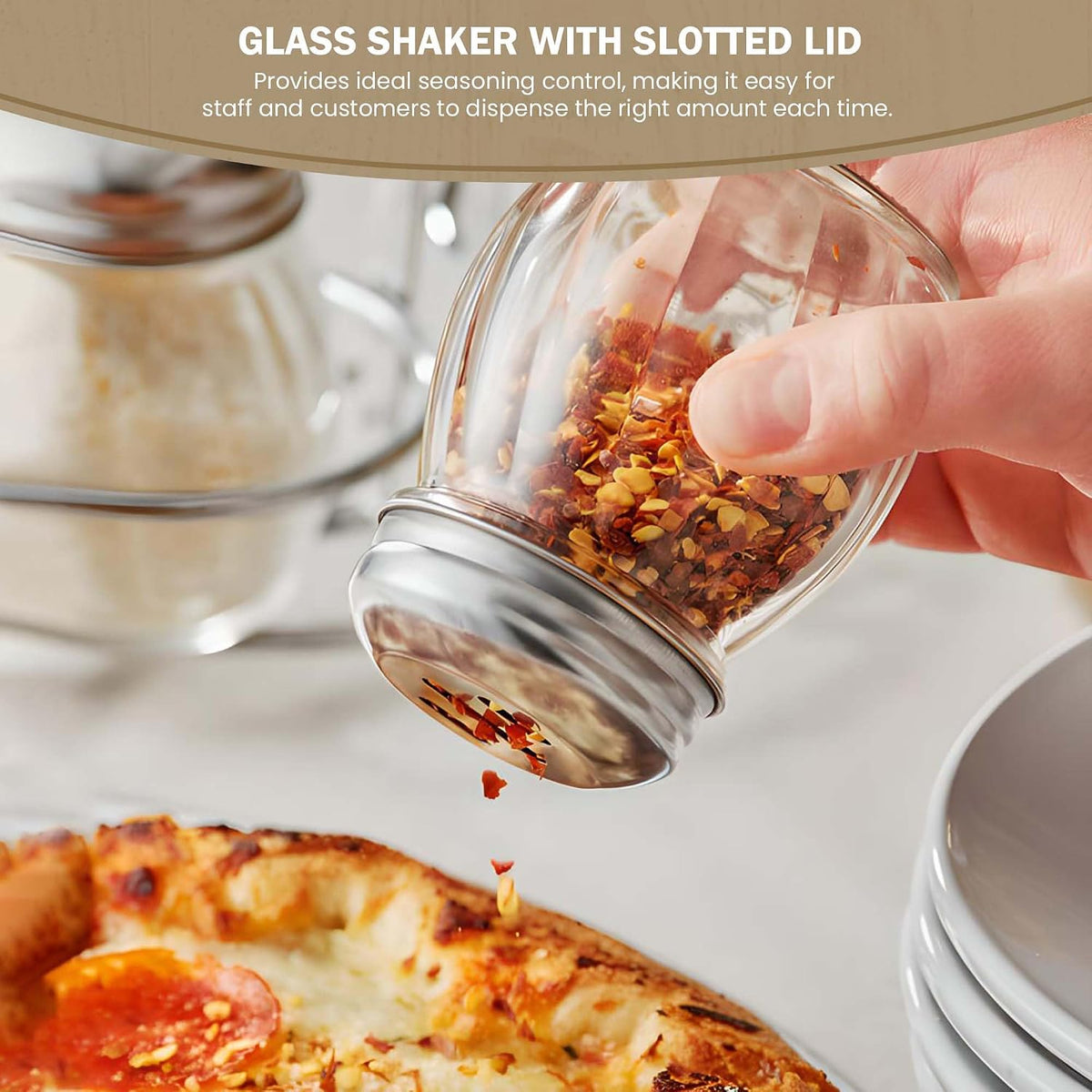 3.5-Inch Glass Shaker with Chrome Plated Perforated Lid