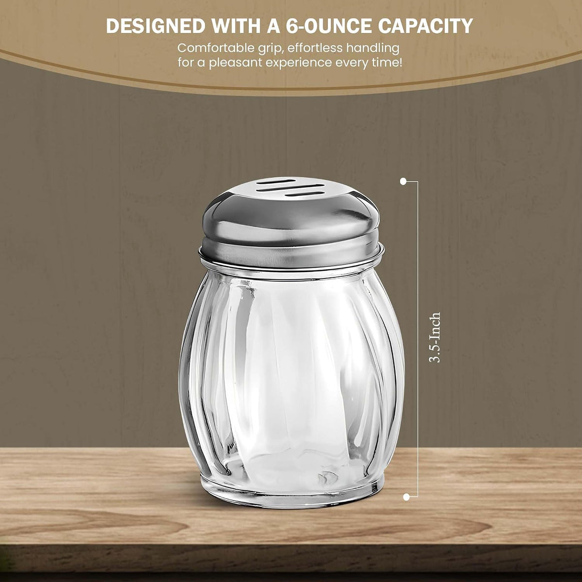 3.5-Inch Glass Shaker with Chrome Plated Perforated Lid