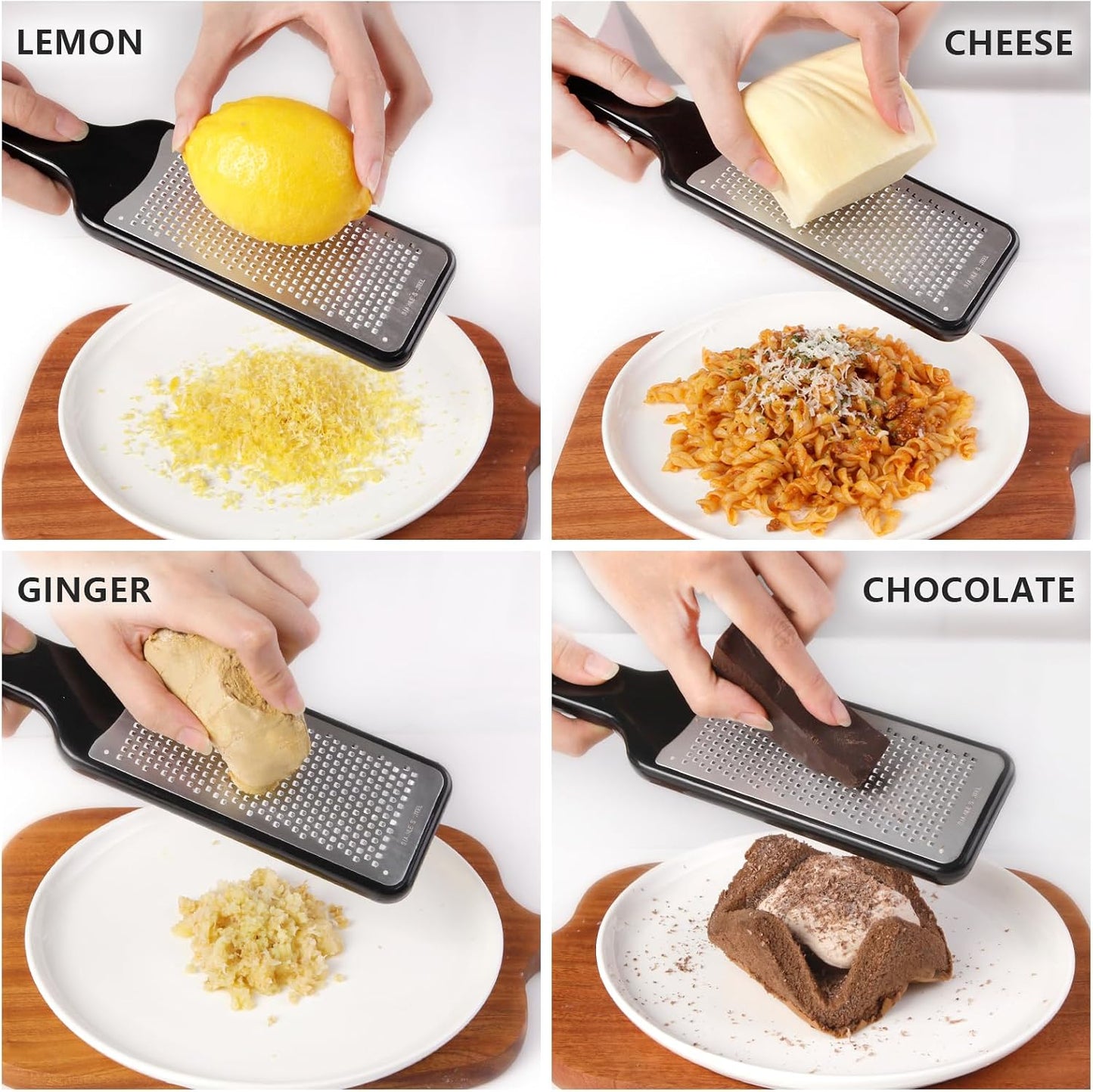 Citrus Lemon Zester & Cheese Grater with Container - Zester Grater with Handle for Parmesan Cheese, Ginger, Garlic, Nutmeg, Chocolate, Fruits, with Anti-Slip Base, Dishwasher Safe