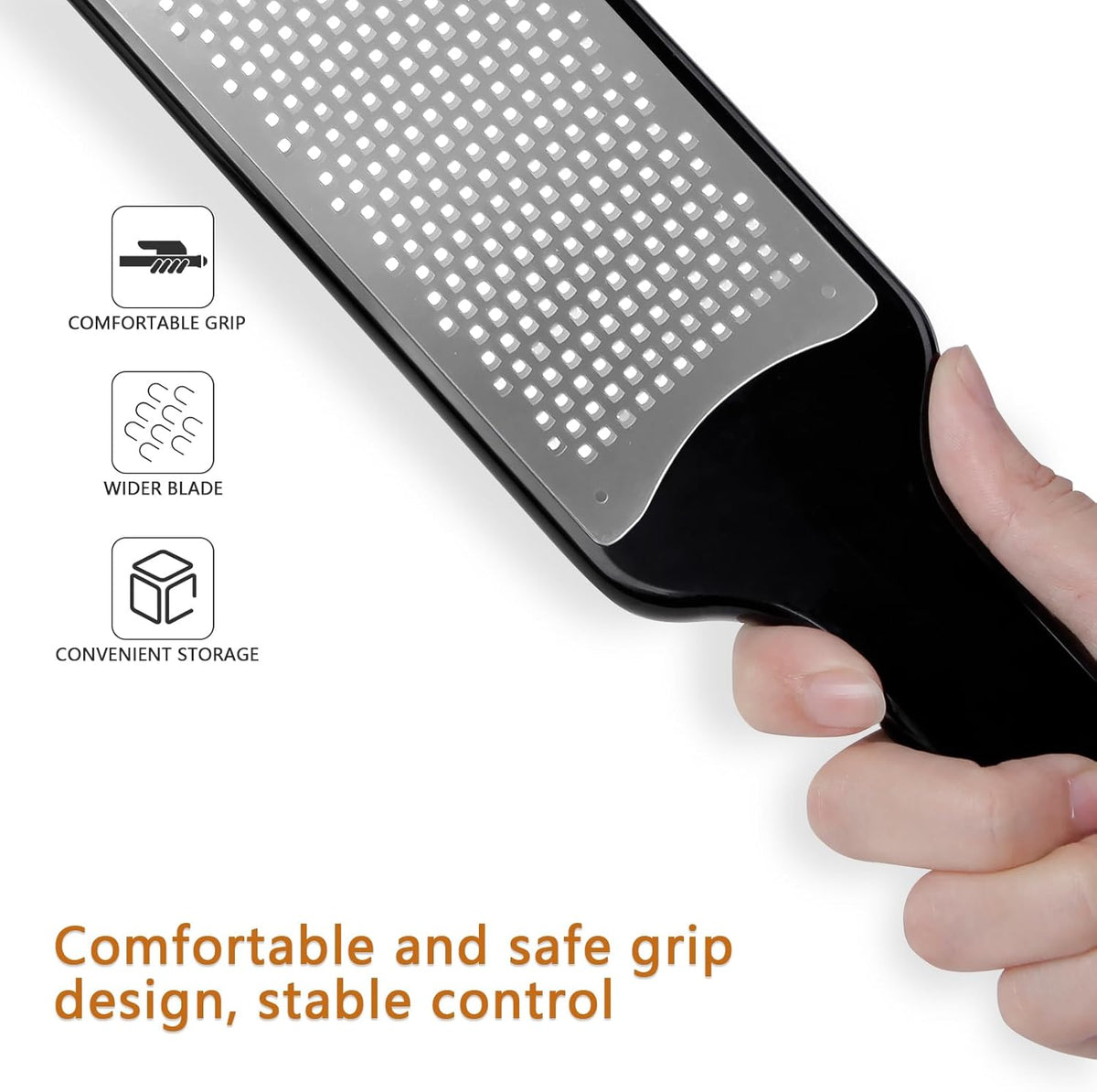 Citrus Lemon Zester & Cheese Grater with Container - Zester Grater with Handle for Parmesan Cheese, Ginger, Garlic, Nutmeg, Chocolate, Fruits, with Anti-Slip Base, Dishwasher Safe