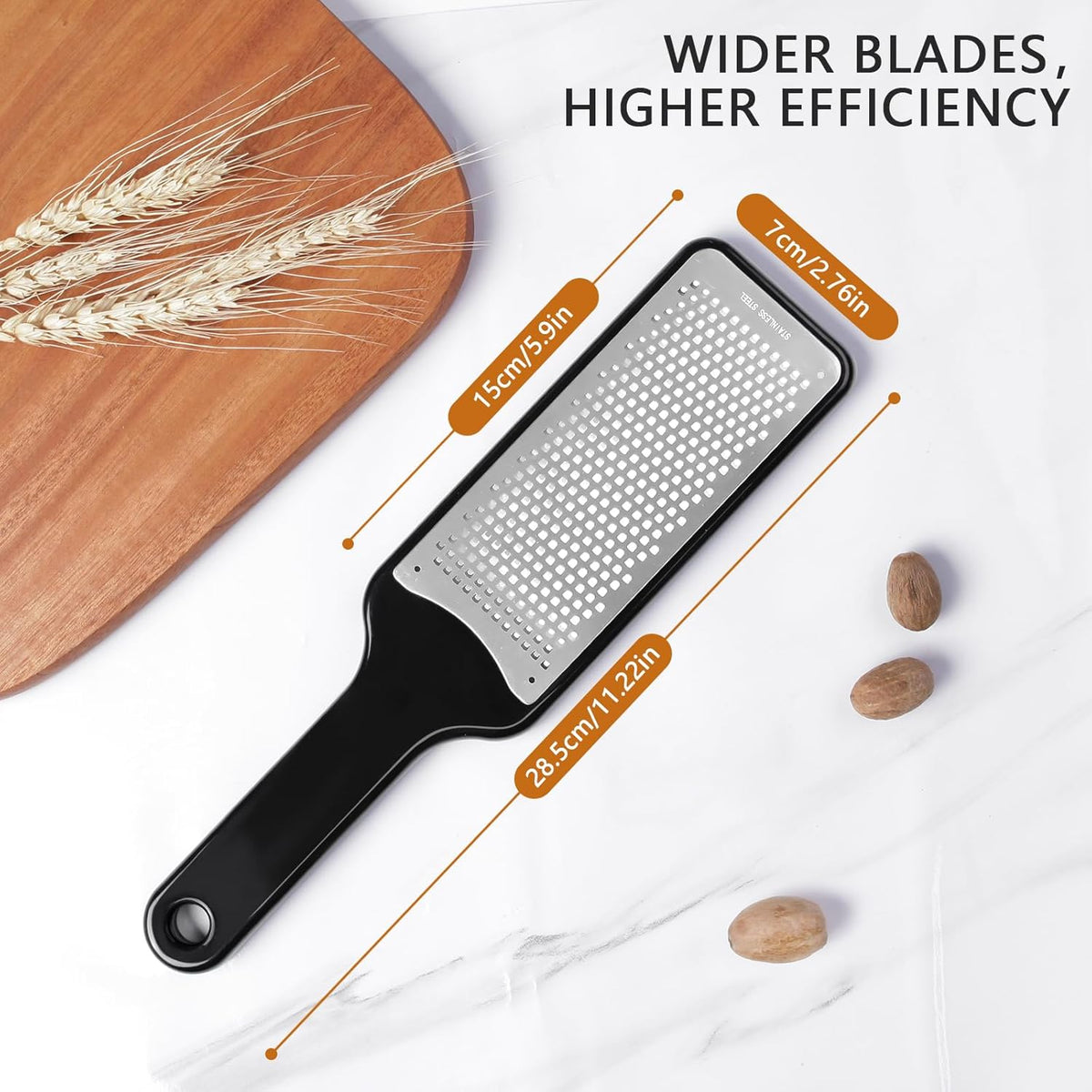 Citrus Lemon Zester & Cheese Grater with Container - Zester Grater with Handle for Parmesan Cheese, Ginger, Garlic, Nutmeg, Chocolate, Fruits, with Anti-Slip Base, Dishwasher Safe