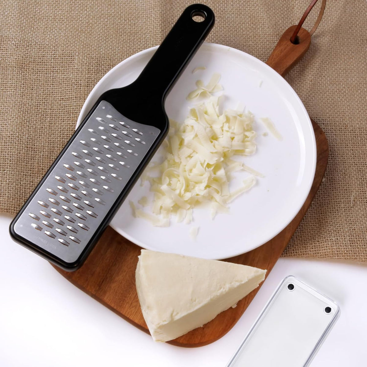 Citrus Lemon Zester & Cheese Grater with Container - Zester Grater with Handle for Parmesan Cheese, Ginger, Garlic, Nutmeg, Chocolate, Fruits, with Anti-Slip Base, Dishwasher Safe
