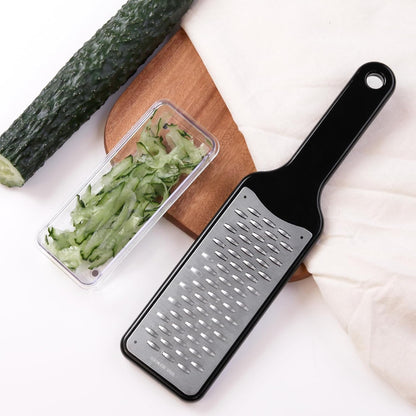 Citrus Lemon Zester & Cheese Grater with Container - Zester Grater with Handle for Parmesan Cheese, Ginger, Garlic, Nutmeg, Chocolate, Fruits, with Anti-Slip Base, Dishwasher Safe