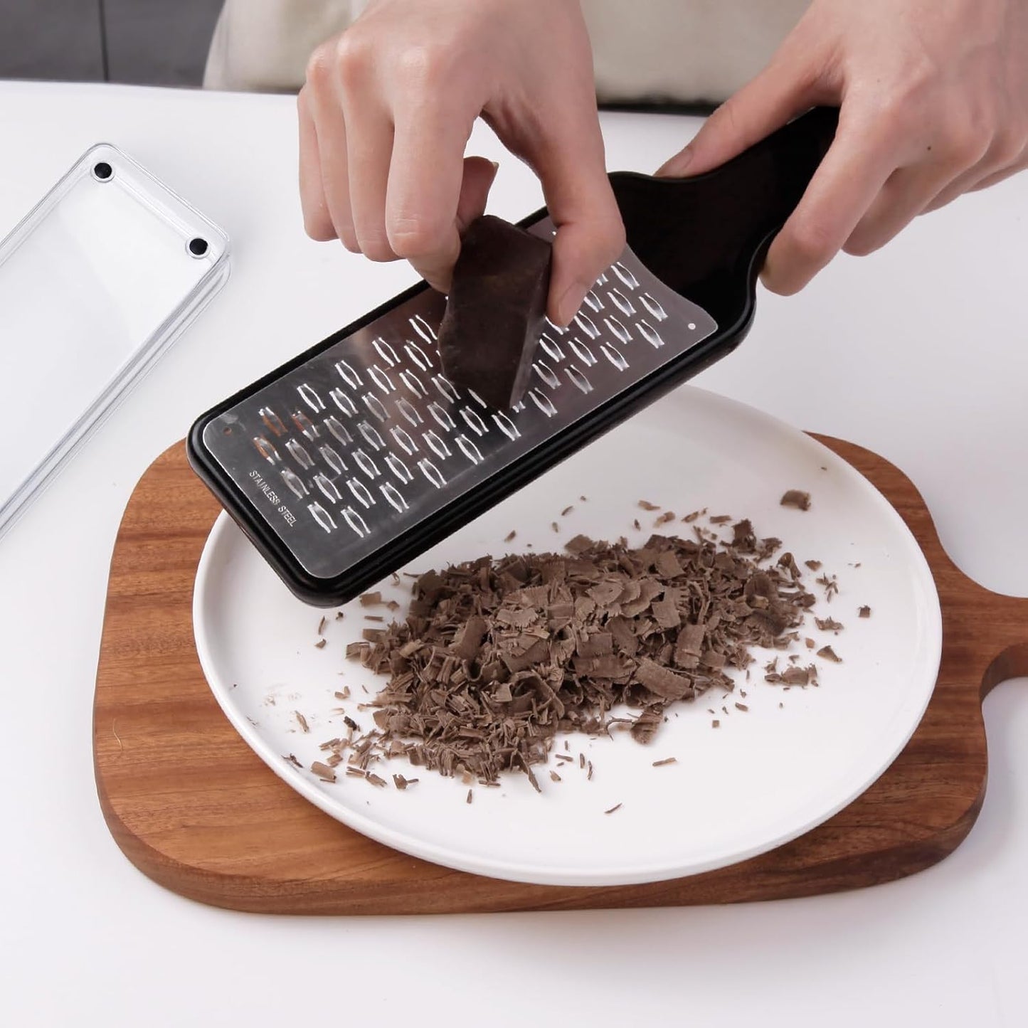 Citrus Lemon Zester & Cheese Grater with Container - Zester Grater with Handle for Parmesan Cheese, Ginger, Garlic, Nutmeg, Chocolate, Fruits, with Anti-Slip Base, Dishwasher Safe