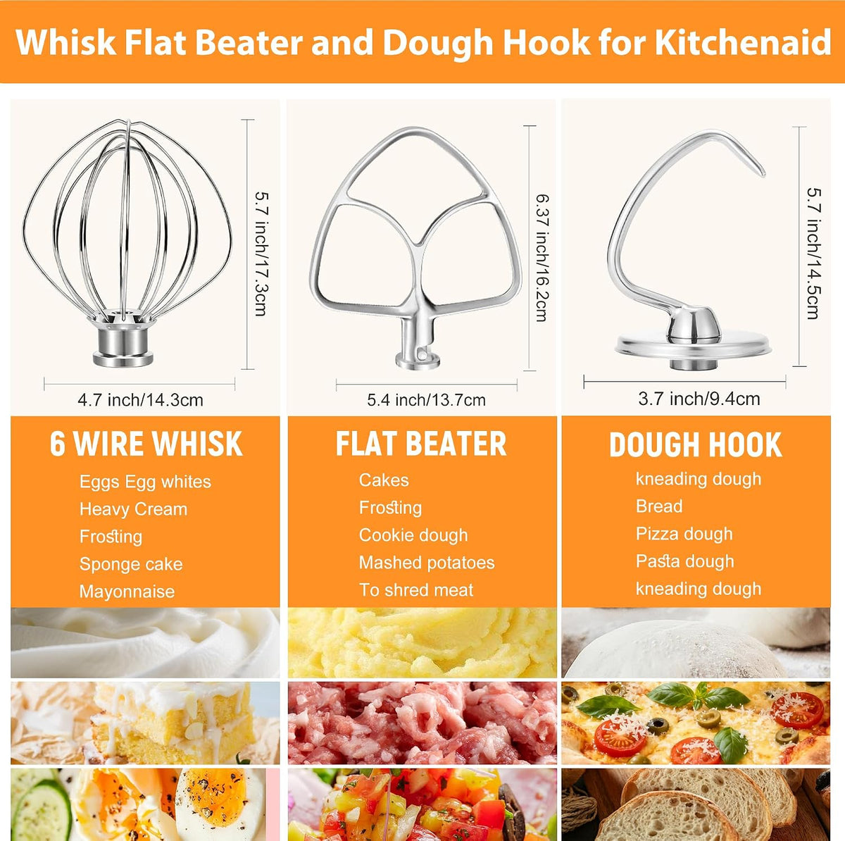 Stainless Steel Accessories for KitchenAid 4.5-5 Qt Tilt-Head Mixer
