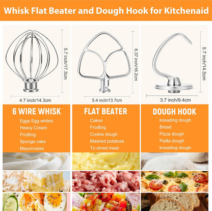 Stainless Steel Accessories for KitchenAid 4.5-5 Qt Tilt-Head Mixer