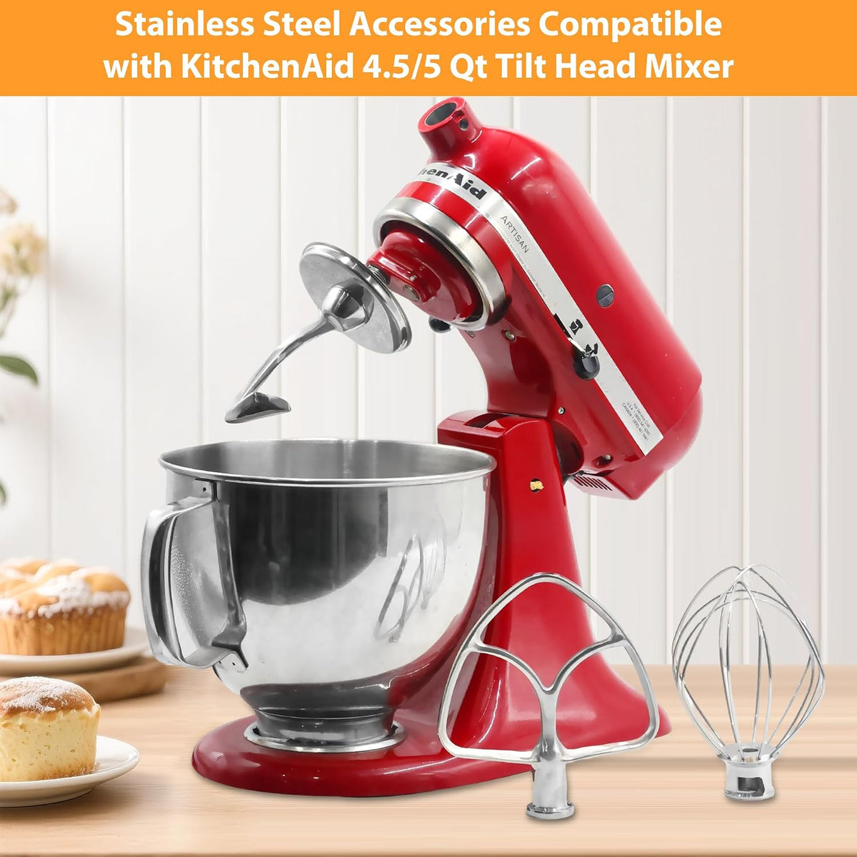 Stainless Steel Accessories for KitchenAid 4.5-5 Qt Tilt-Head Mixer