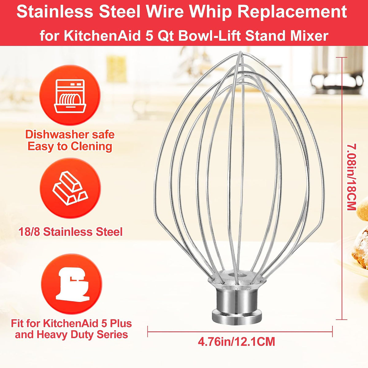 Stainless Steel Accessories for KitchenAid 4.5-5 Qt Tilt-Head Mixer