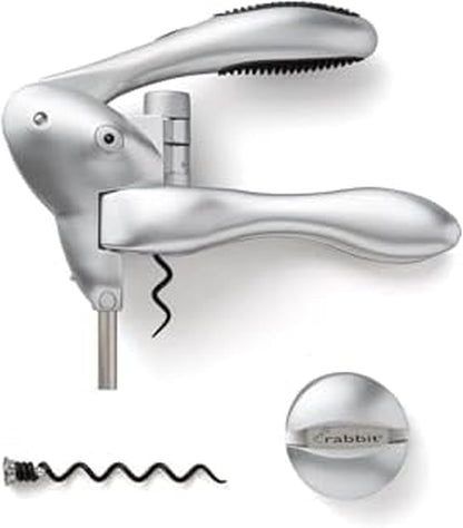 Original Lever Corkscrew Wine Opener with Foil Cutter and Extra Spiral (Silver)