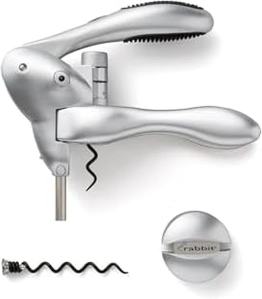 Original Lever Corkscrew Wine Opener with Foil Cutter and Extra Spiral (Silver)