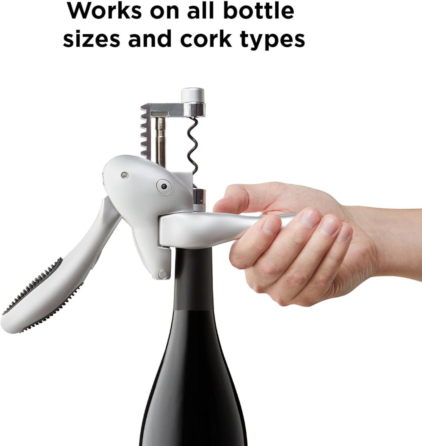 Original Lever Corkscrew Wine Opener with Foil Cutter and Extra Spiral (Silver)