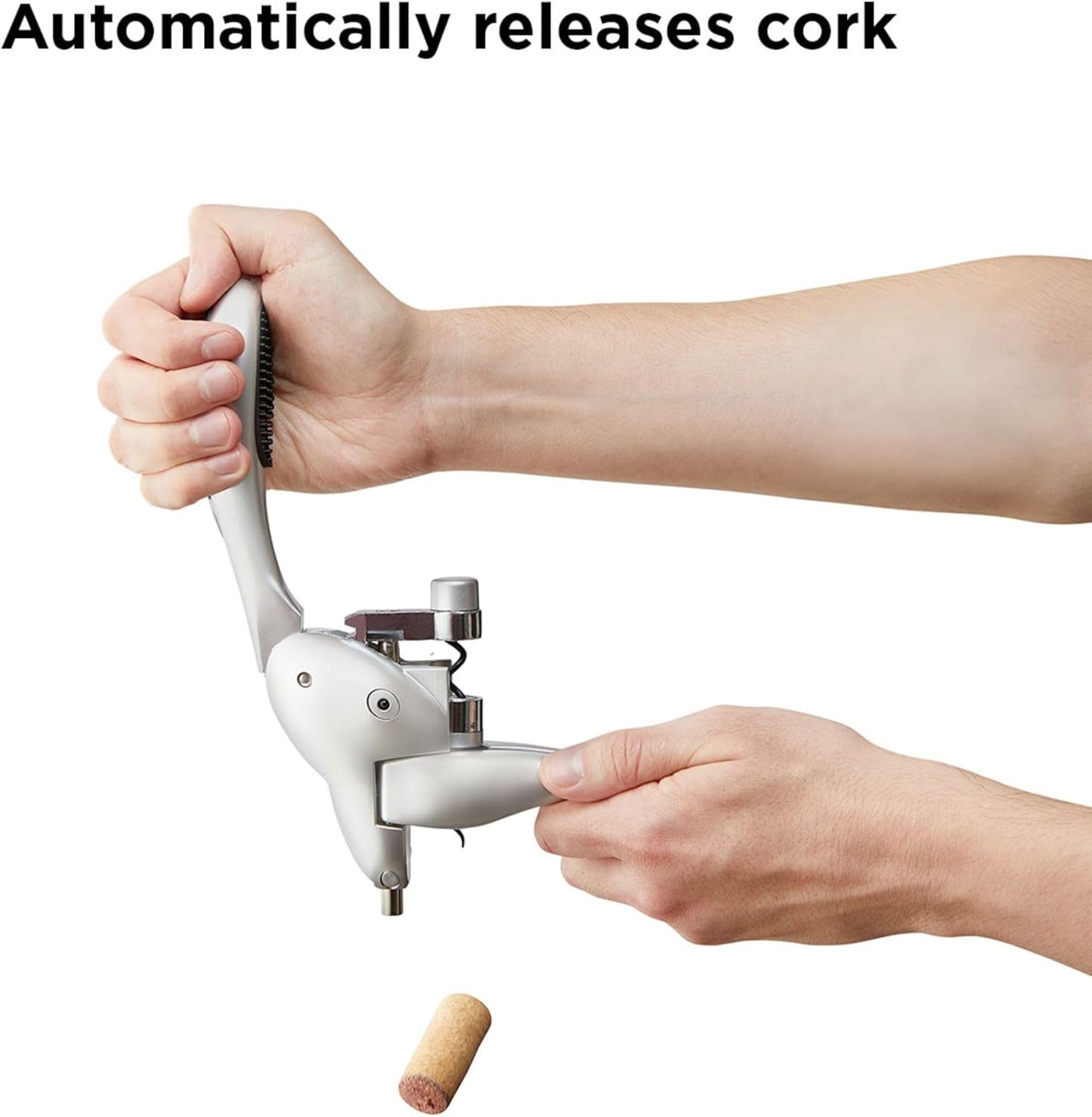 Original Lever Corkscrew Wine Opener with Foil Cutter and Extra Spiral (Silver)