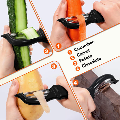 Swivel Vegetable Peeler Soft Comfort Handle Sturdy Long-Lasting 1Pcs Black