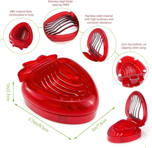 Strawberry Huller Stem Remover and Strawberry Slicer Set-Fruit Picker Stalks Tools,Stainless Steel Blade Kitchen Tools and Gadgets,Mini Fruit Slicer Cut Tools 2pcs