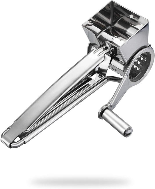 TONMA Multipurpose Rotary Cheese Grater Hand Crank | Cheese Grinder with 1 Stainless Steel Handheld Drum for Parmesan, Pecorino Romano, Mozzarella, Vegetables, Ergonomic Design