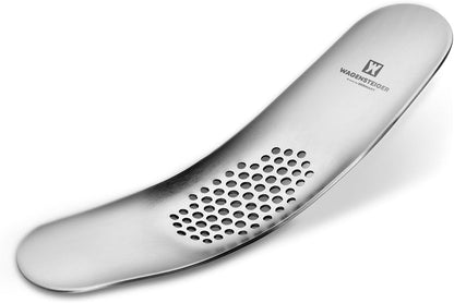Stainless Steel Curved Garlic Presser or Cheese Grater, Curved Pressing & Grating Motion, Minimalist Design, Stylish Kitchen Essentials 205mm x 48mm / 8.07 inches x 1.89 inches