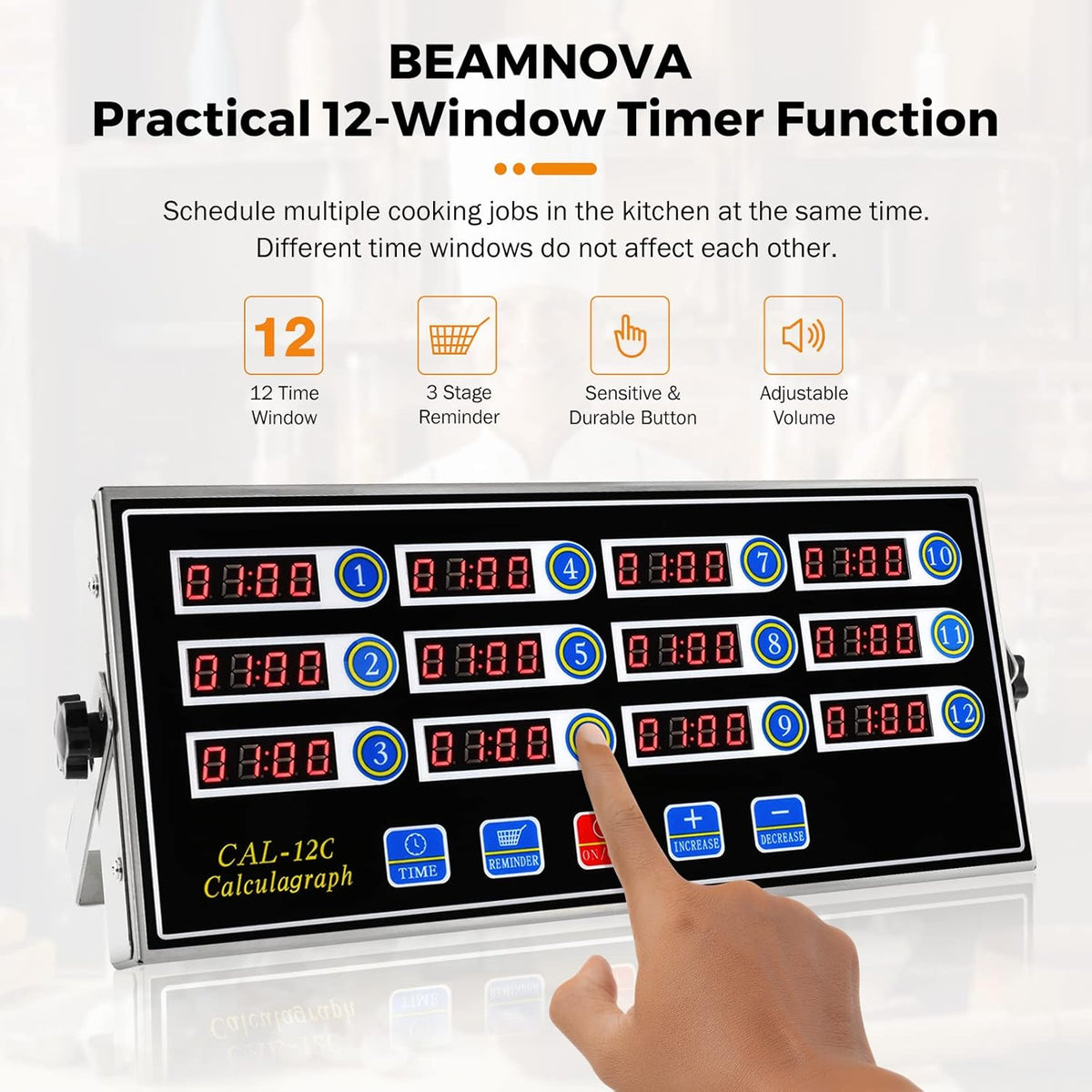 12-Channel Commercial Digital Kitchen Timer for Restaurant