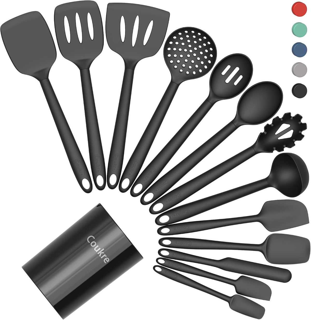 Silicone Kitchen Cooking Utensils Set, Heat Resistant, 14-Piece
