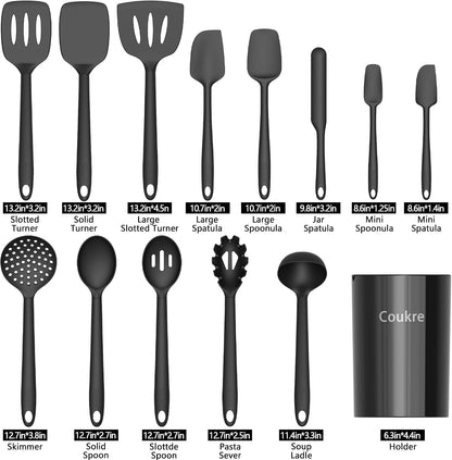 Silicone Kitchen Cooking Utensils Set, Heat Resistant, 14-Piece