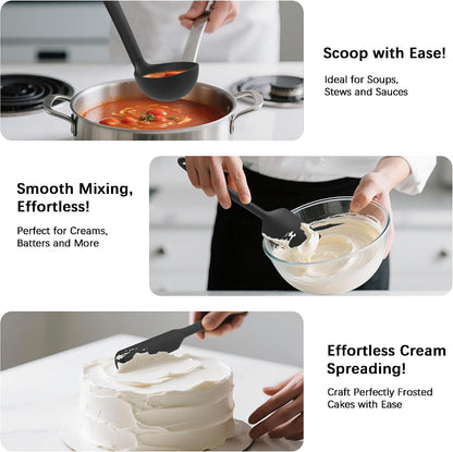 Silicone Kitchen Cooking Utensils Set, Heat Resistant, 14-Piece