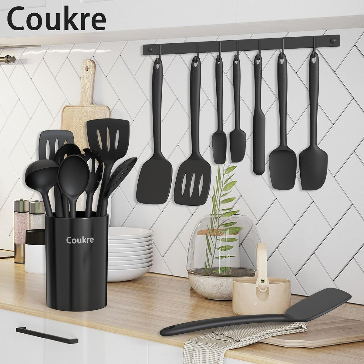 Silicone Kitchen Cooking Utensils Set, Heat Resistant, 14-Piece
