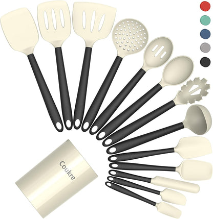 Silicone Kitchen Cooking Utensils Set, Heat Resistant, 14-Piece