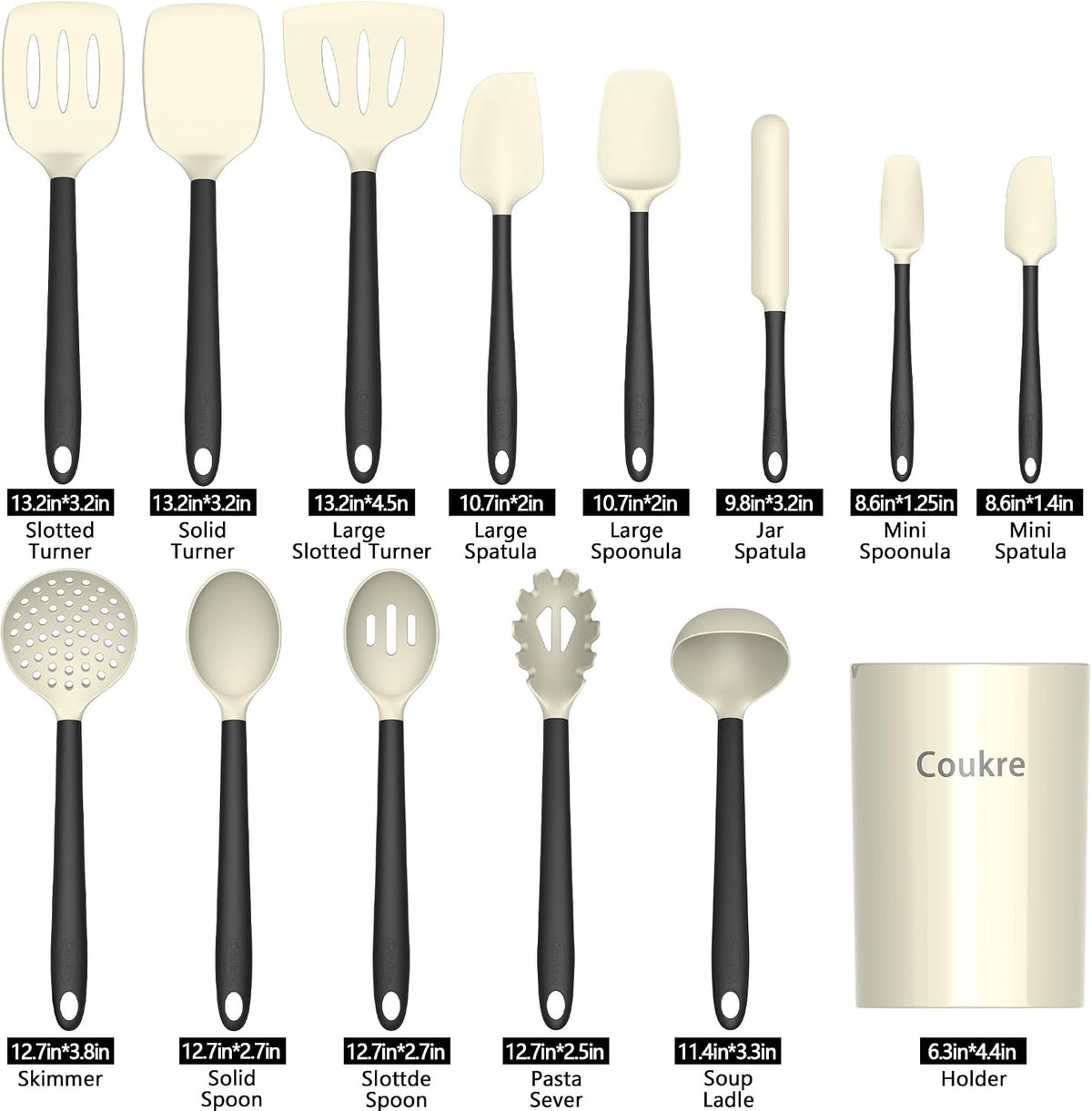 Silicone Kitchen Cooking Utensils Set, Heat Resistant, 14-Piece