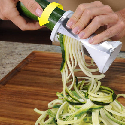 Veggetti Veggie Slicer, Dual Stainless Steel Blade Vegetable Cutter for Thick or Thin Noodle, Works with Zucchini, Squash, Cucumbers, Carrots, and more, 2.76"L x 2.76"W x 6.32"H, White