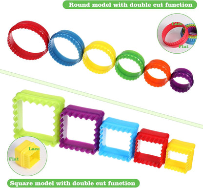11Pcs Plastic Cookie Cutter Set, Multi-size Biscuit Cutters for Sandwich Cake Fondant Fruit Vegetable Baking DIY (Square and Round)