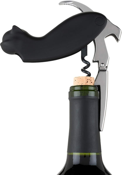 Bald Eagle Corkscrew Wine Opener, Winged Design with Easy Grip Soft Touch Wings, Stainless Steel and Plastic with Sharp Screw for Wine Bottles, Home Bar, Kitchen, Novelty Gifts